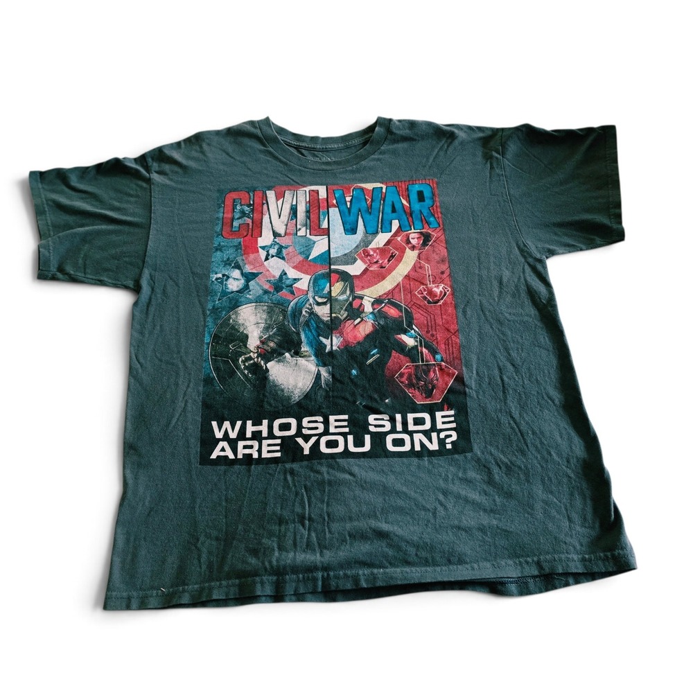 Marvel Captain America Civil War Graphic T-Shirt Gray Men's XL Iron Man Avengers